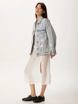 Комбине АУРА, белый с вышивкой