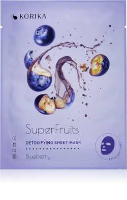 KORIKA SuperFruits Blueberry - Set of 5 Detoxifying Face Sheet Masks - набор масок для лица «Черника» со скидкой (с детоксикационным эффектом) /   / GTIN 2800010655089