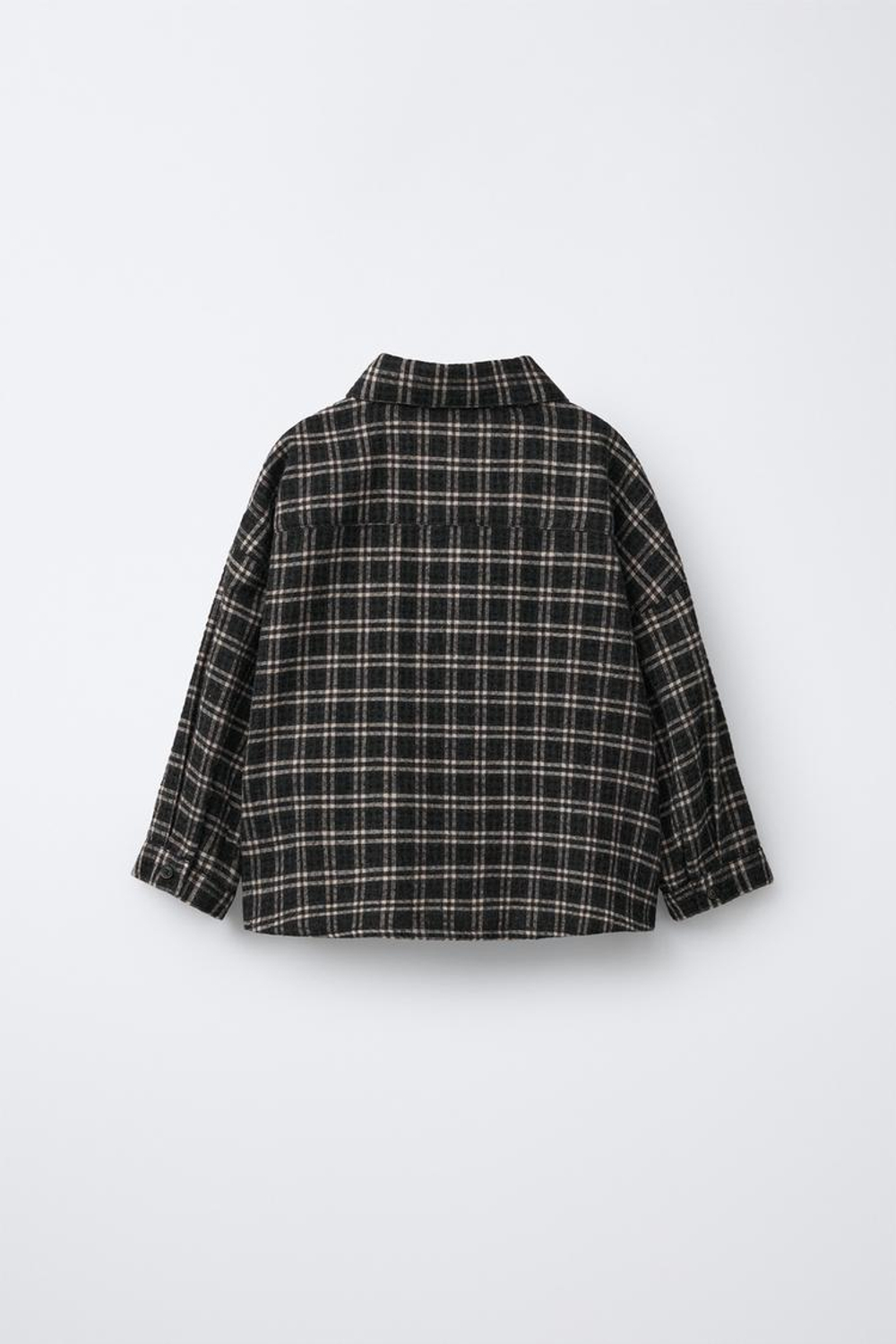 ZARA РУБАШКА В КЛЕТКУ С КАРМАНОМ, ЧЕРНЫЙ