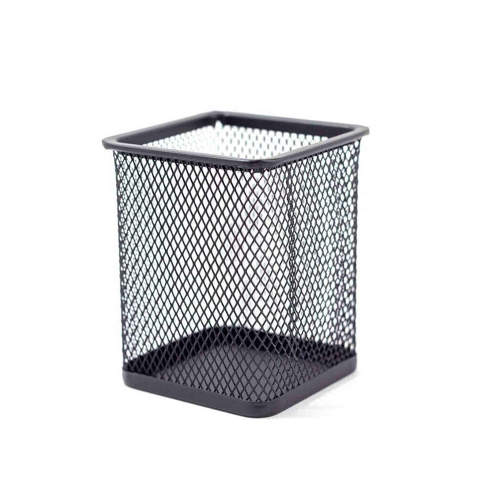 Стакан настольный 8*8*10см, метал., квадратный, черный