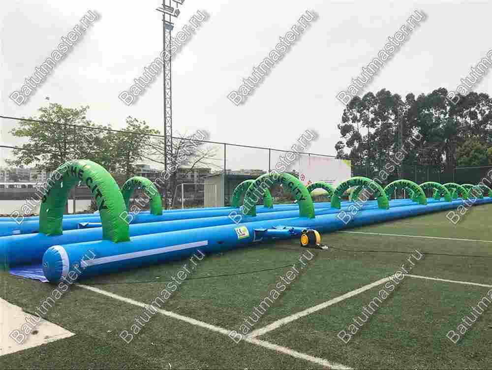 Водная горка без надувного дна, на подкачке ТУРБО "Хит",одинарная, 50*2*2 м