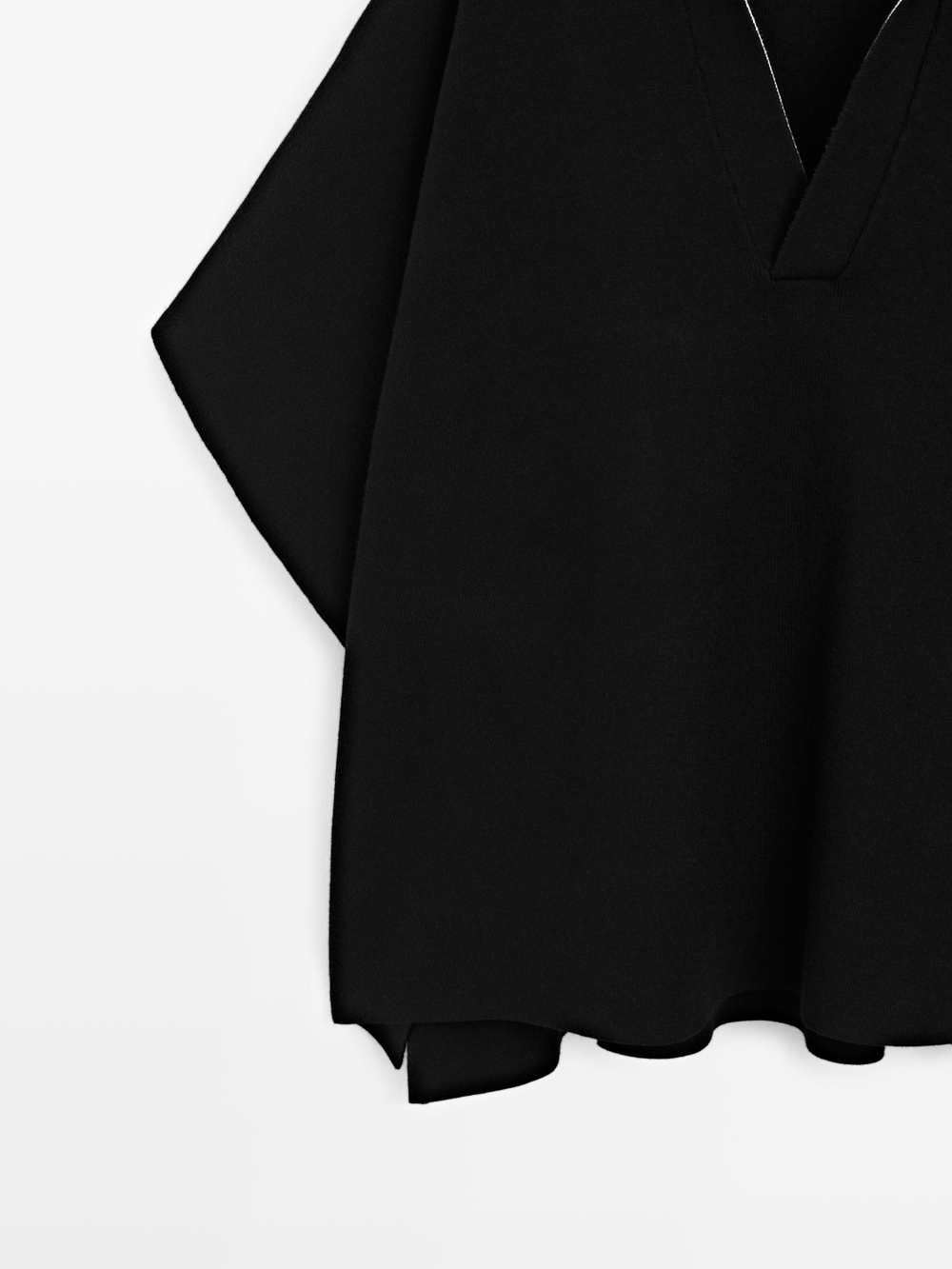 Massimo Dutti Короткая вязаная накидка с V-образным вырезом, черный