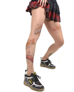 Колготки с принтом в виде цветных спич-баббл (Размер: S-M-L) (Цвет: бежевый)