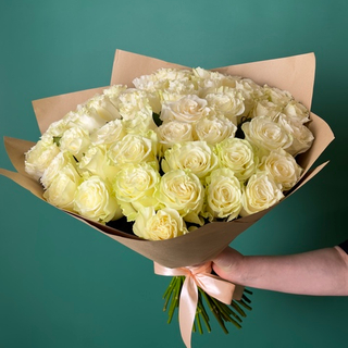 Flower bouquet of 51 Ecuadorian white roses