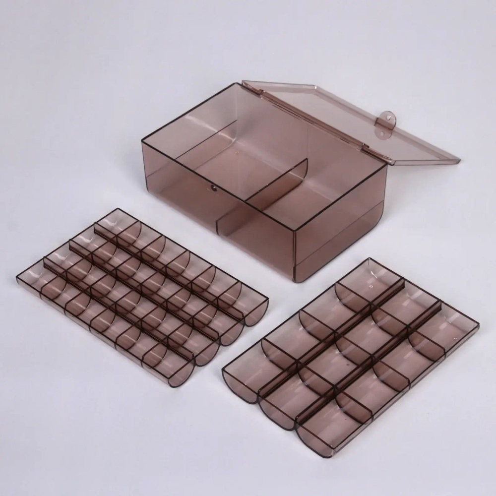 Органайзер для хранения «ТАРТИ ТАН», цвет прозрачный, три отделения13*18.5*7.7см (упаковка коробка)