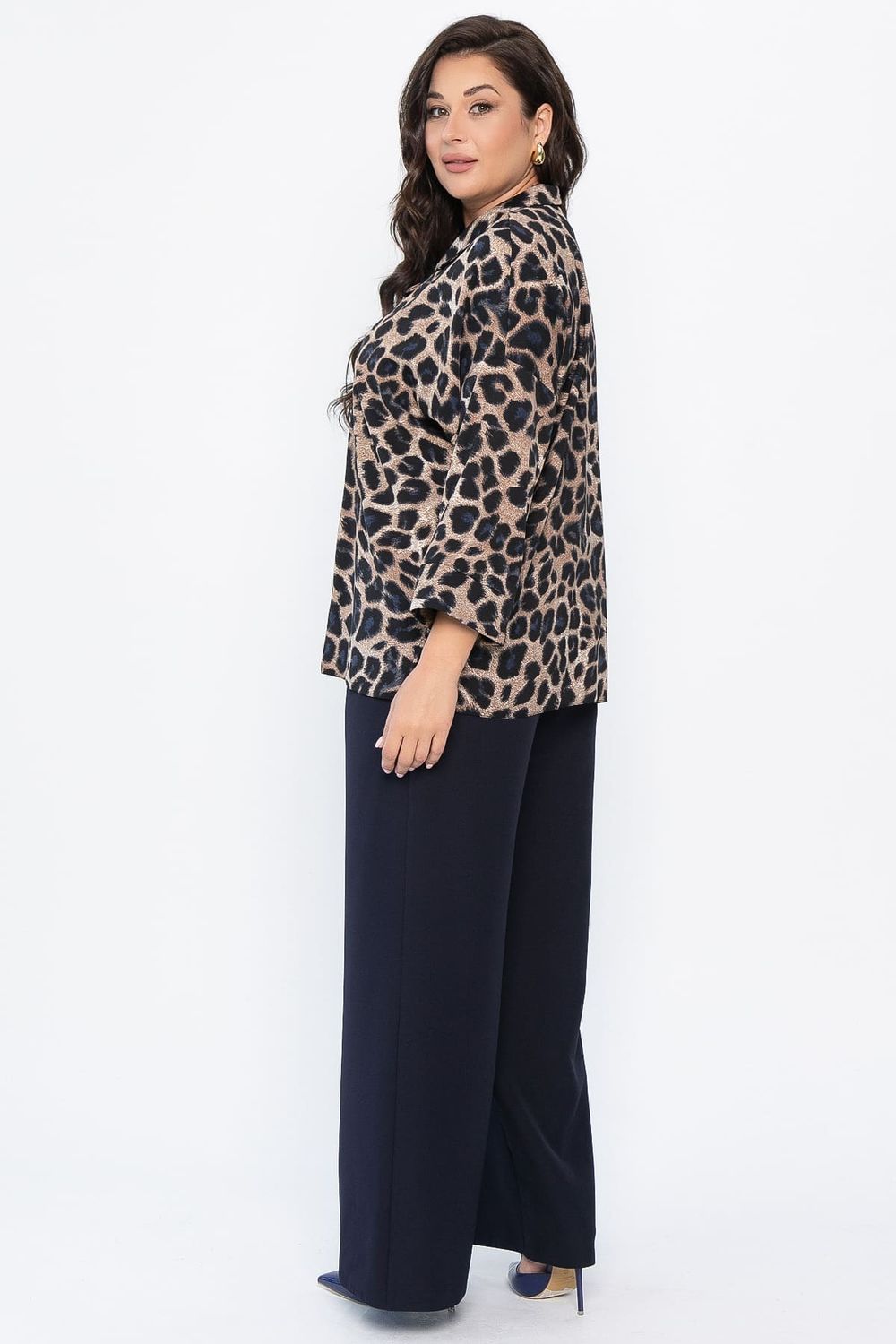 Костюм брючный Осенний шик (синий/лео) К14282-7М LT Collection