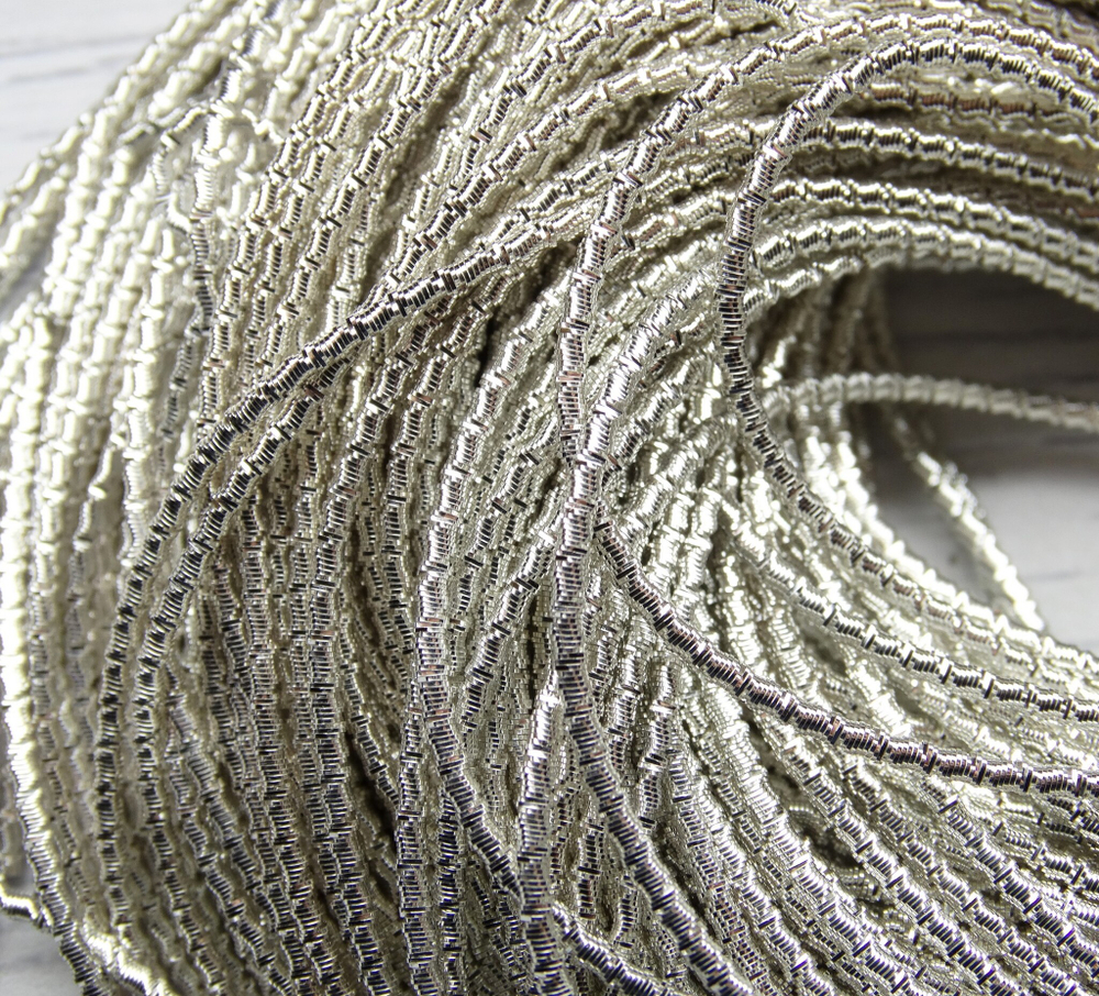 ТБ001НН2 Трунцал (канитель) фигурный "бамбук", цвет: серебро, размер: 2 мм, 5 гр.