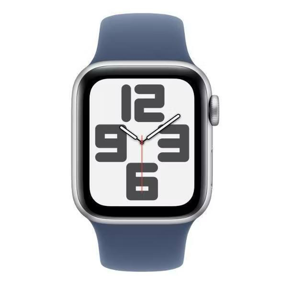 Apple Watch SE 2024 44mm Silver Aluminium Case with Storm Blue Sport Band S/M