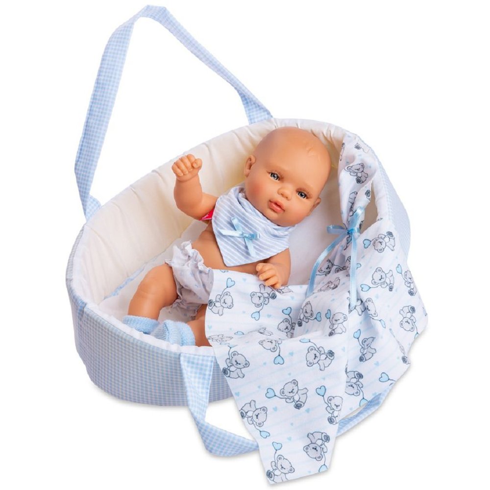Кукла BERJUAN виниловая 30см Baby в люльке в пакете (501)