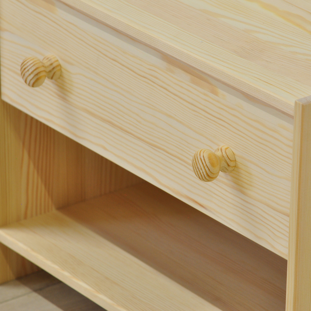 Тумба прикроватная, 52х30х40, Раст с ящиком и полкой, массив сосны, без отделки, IKEA