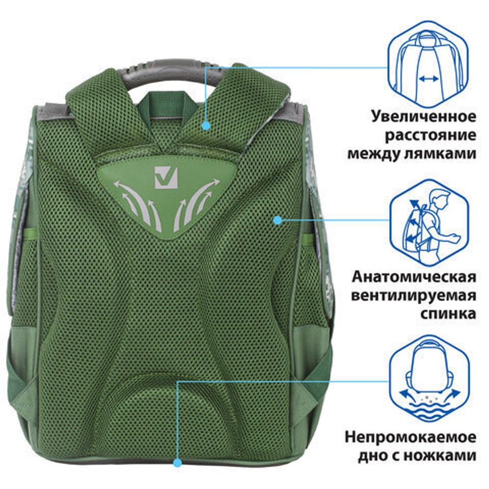 Ранец BRAUBERG STYLE c эргономичной спинкой, "Patriot", 35х28х18 см, 229926