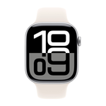 Умные часы Apple Watch Series 10 GPS, 46mm, Silver Aluminium Case with Sport Band M/L, Starlight (Серебристый)