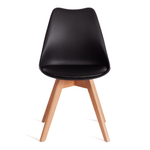 Стул TULIP (mod. 73-1) дерево/пластик/экокожа, 47,5x55x80 см, Черный (Black)