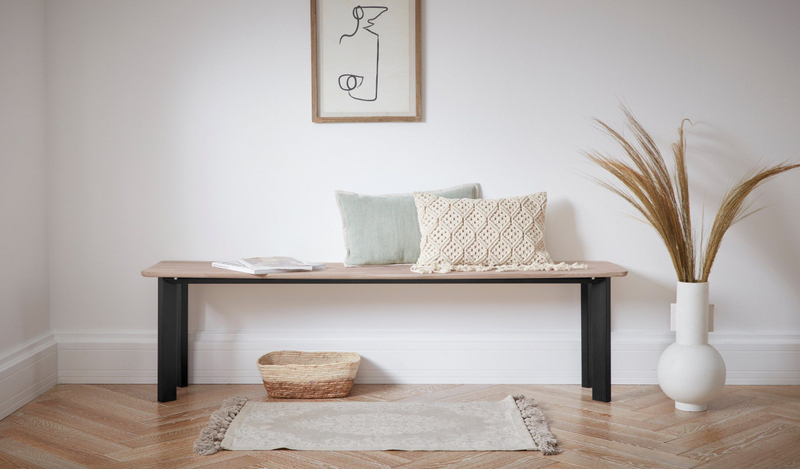 Банкетка в прихожую, 164х38х45, скамейка на металлических ножках, деревянная скамья для кухни в стиле лофт, MAKOSA