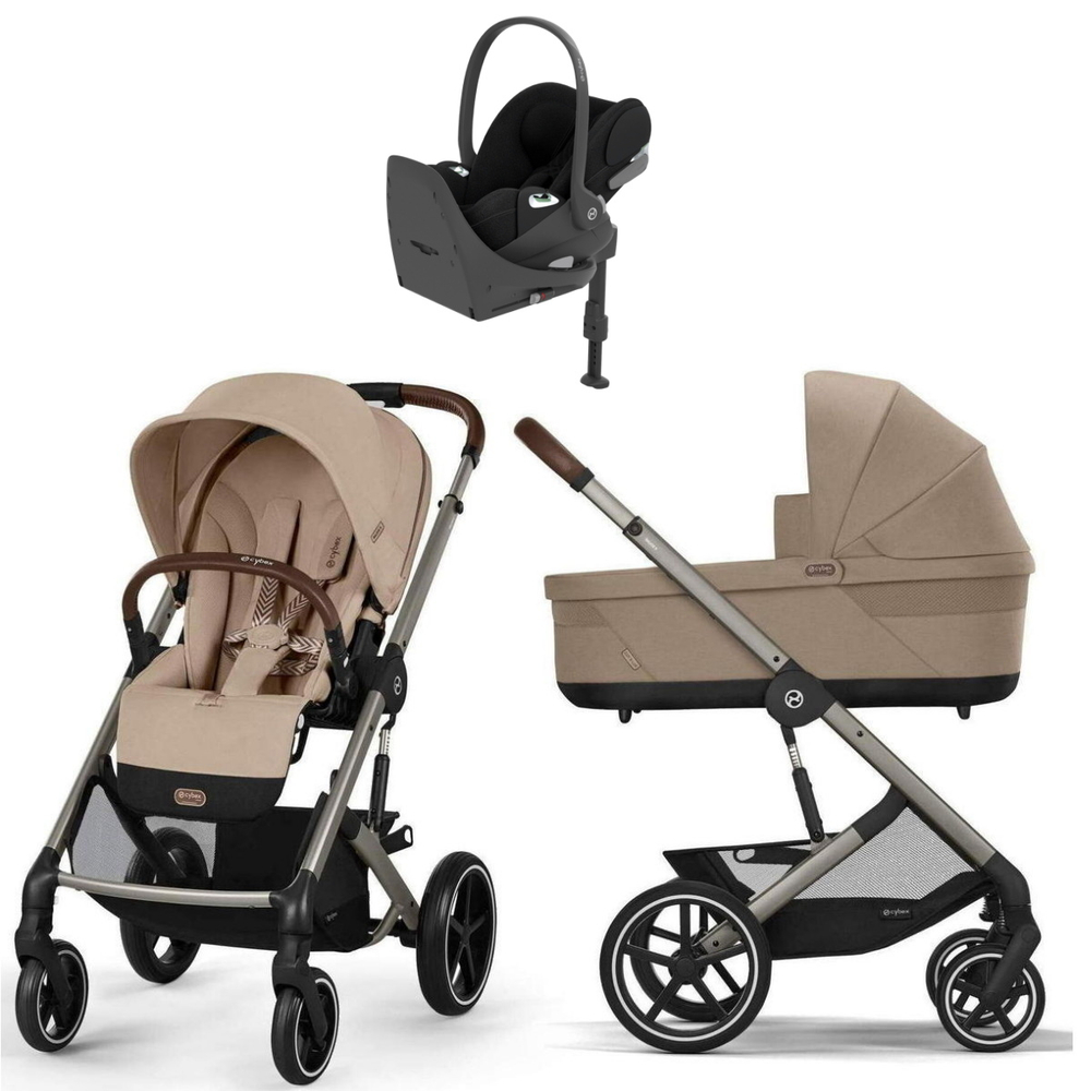 Коляска Cybex Balios S Lux TPE complete Cloud T Sepia Black Plus Base T 4 в 1 Almond Beige с дождевиками