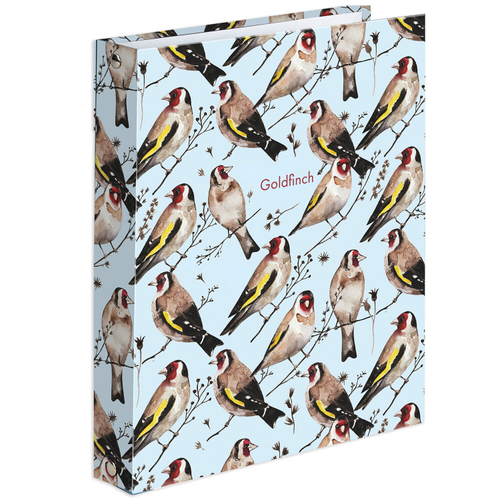 Тетрадь на кольцах А5 165х215мм, 120л, твердый картон, клетка, BRAUBERG, Щеглы, 404079