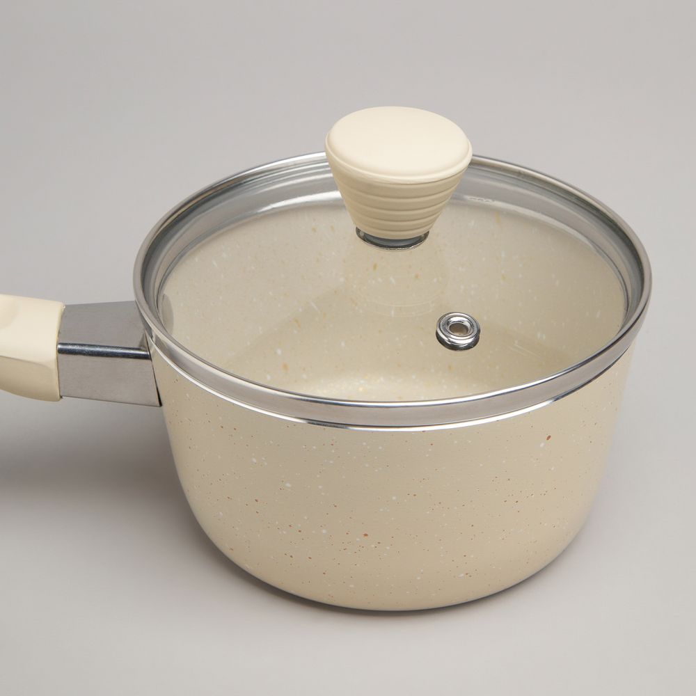 КОВШИК AGNESS АНТИП. ПОКР. РУЧКА SOFT TOUCH И СТЕКЛ. КРЫШКОЙ 600 МЛ 12*6 СМ