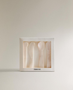 ZARA HOME ПЕРЛАМУТРОВЫЙ НАБОР СТОЛОВЫХ ПРИБОРОВ ДЛЯ ЗАВТРАКА (4 ШТ.), СВЕТЛО-БЕЖЕВЫЙ