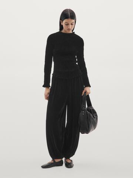 Massimo Dutti Бархатный топ, черный