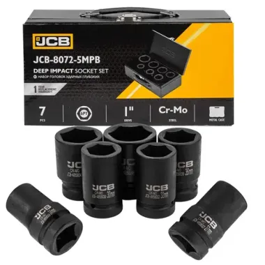Головки ударные глубокие, набор 7пр., 1''(6гр.) JCB JCB-8072-5MPB