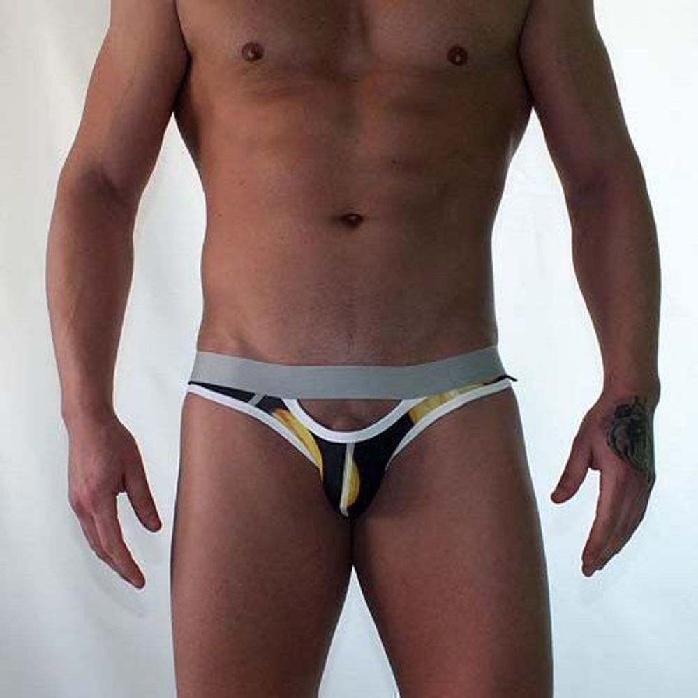 Трусы мужские брифы черные с вырезами спереди и сзади Van Baam 38147