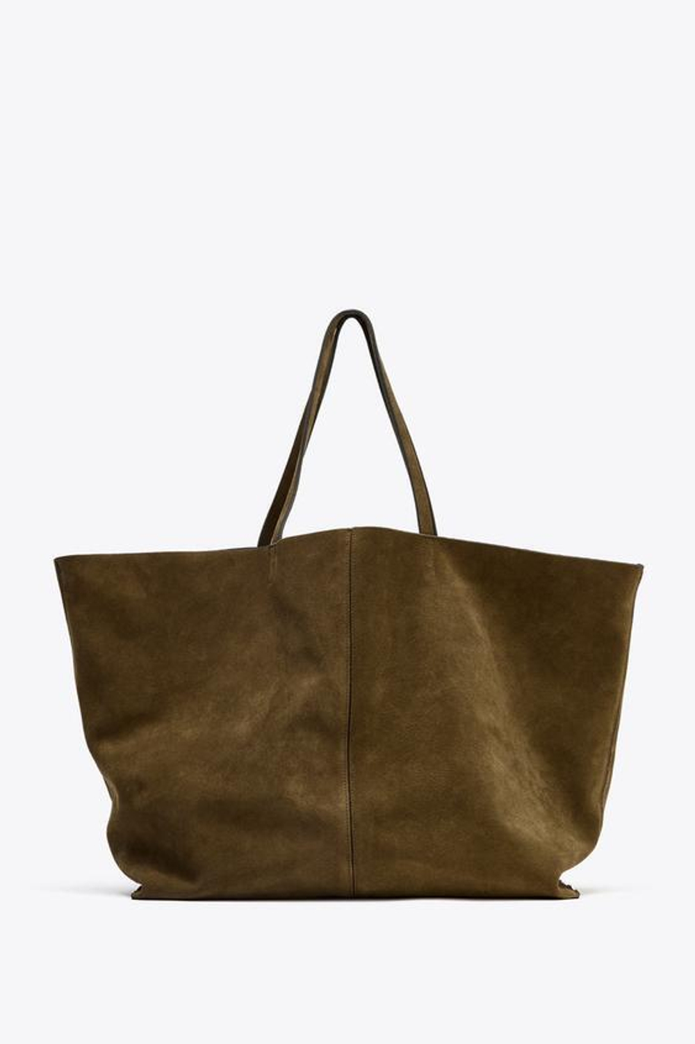 ZARA БОЛЬШАЯ ЗАМШЕВАЯ СУМКА-ШОПЕР, ЗЕЛЕНЫЙ ХАКИ