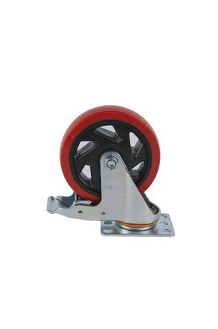 Колесо поворотное усиленное полиуретан SCBM 55 125 мм с тормозом