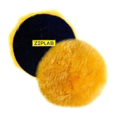 ZIP LAB Меховой полировальник из натуральной овчины, 125/150мм на липучке, желтый