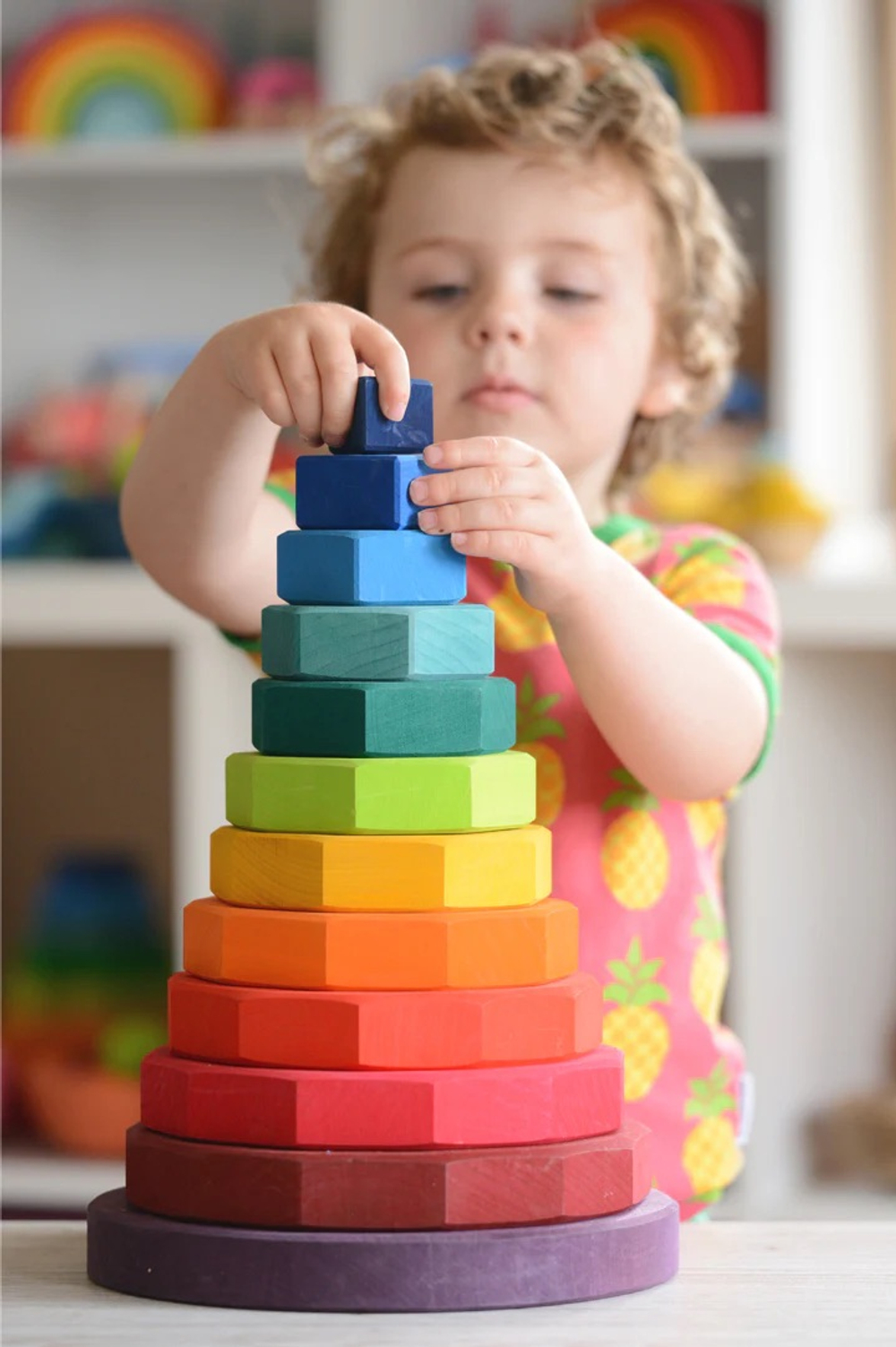 Деревянная пирамидка "Геометрическая", 11 деталей