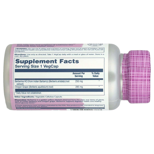 Solaray, Экстракт с берберином, продвинутая формула, 60 вегетарианских капсул