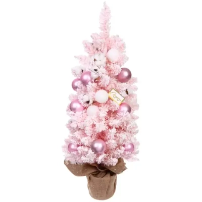 Елка декоративная «Нежность» 90 см, ПВХ с белым напылением (136 веток), Розовый