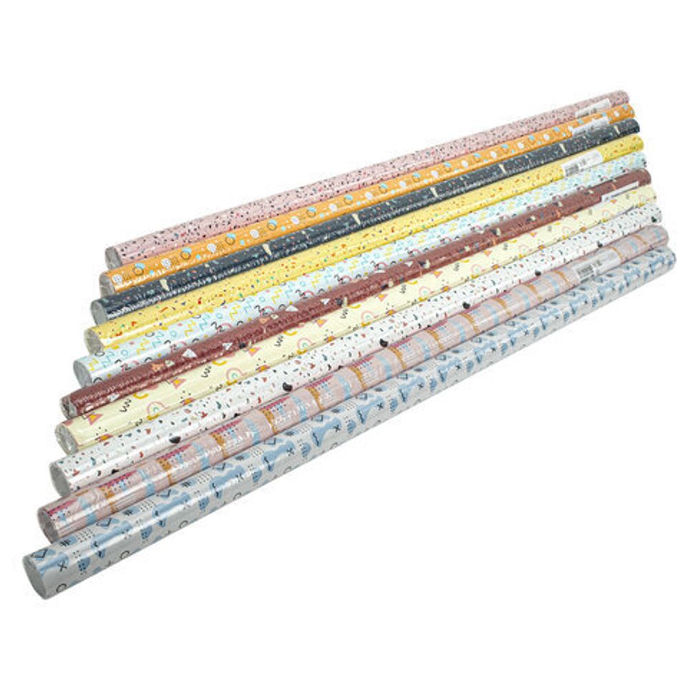 Бумага упаковочная подарочная мелованная "Terrazzo&Memphis", 70х100 см, 10 дизайнов ассорти, ЗОЛОТАЯ СКАЗКА, 592054, 1шт