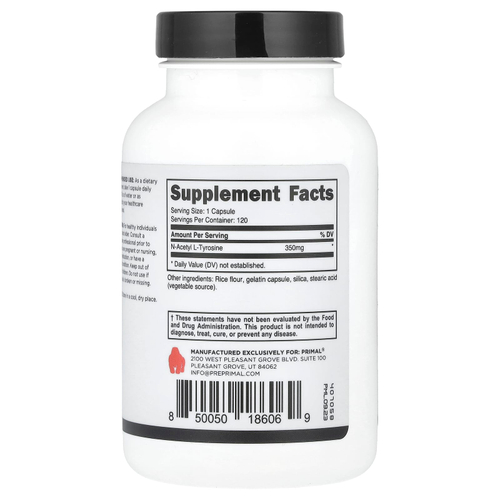 PrePrimal, N-ацетил L-тирозин, 350 мг, 120 капсул
