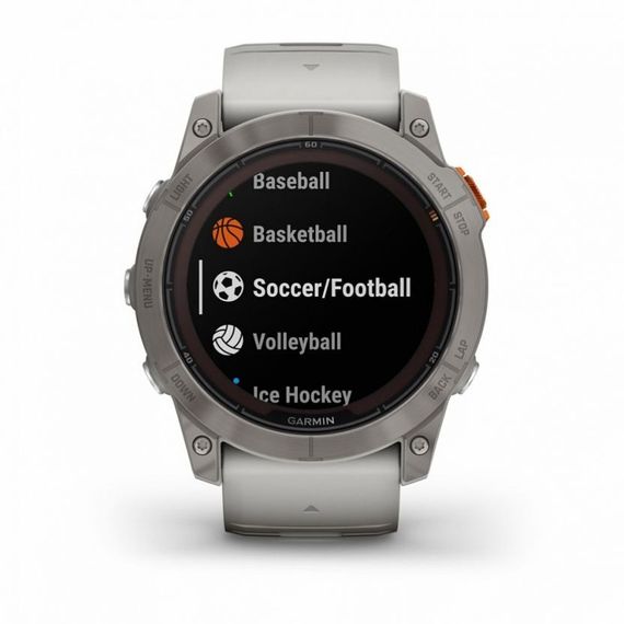 Garmin Fenix 7X Pro Sapphire Solar – титановый корпус, серо-оранжевый ремешок
