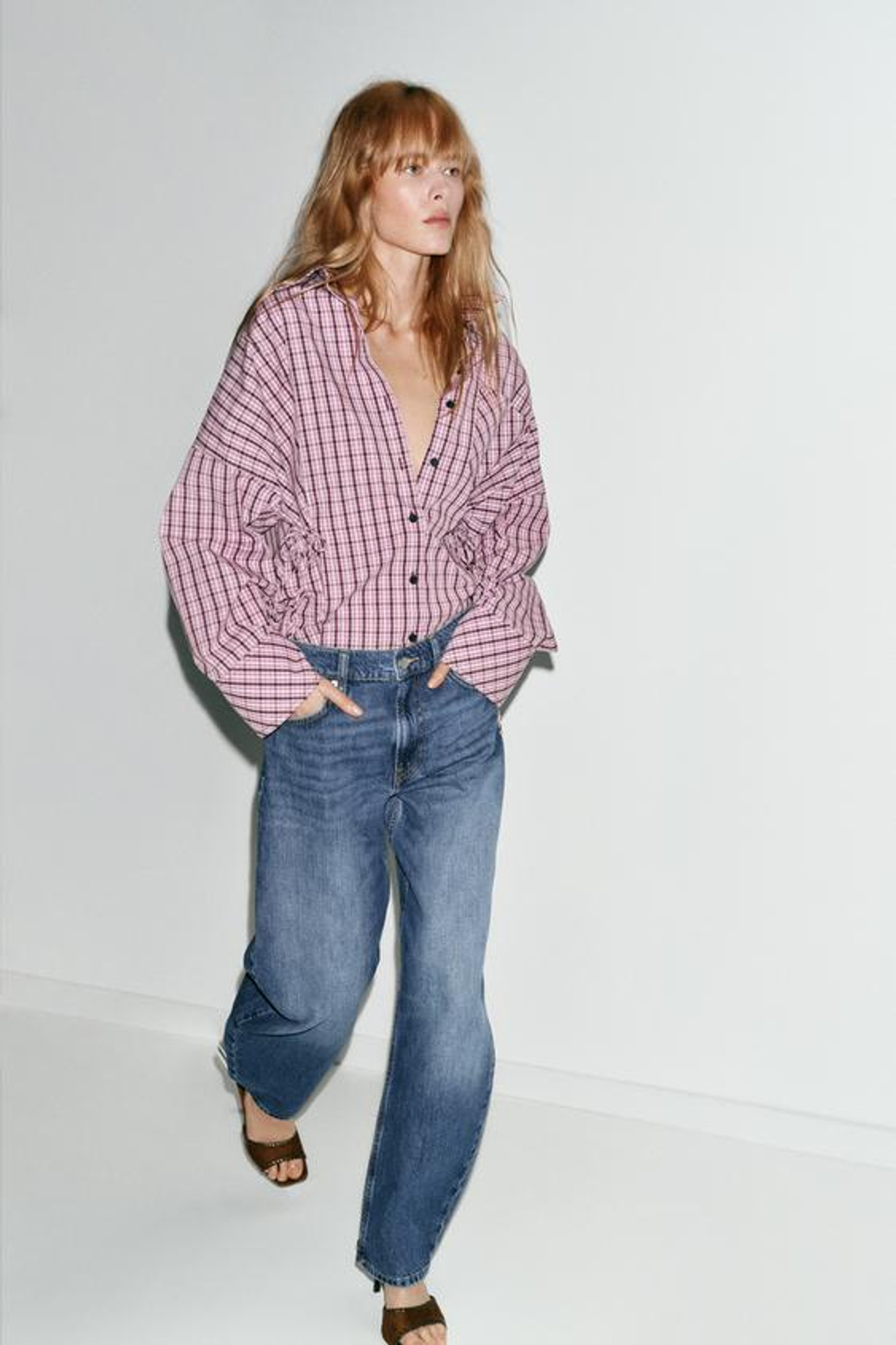 ZARA ДЖИНСЫ Z1975 BARREL С ВЫСОКОЙ ПОСАДКОЙ, ВЫЦВЕТШИЙ СИНИЙ