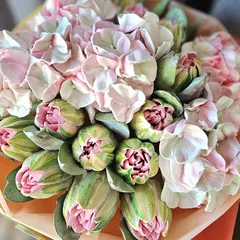 Букет из зефира «Розовая гортензия» / 28-30см