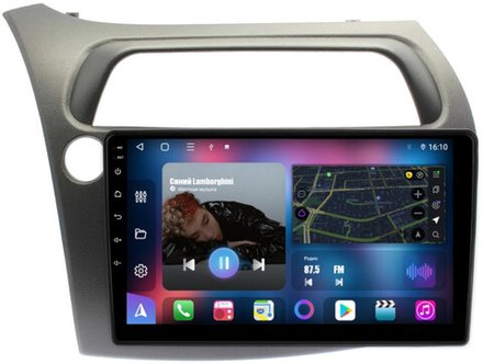 Магнитола для Honda Civic 8 хэтчбэк 2006-2011 левый руль - FarCar BM3233M монитор 9" QLED на Android 13, TS10, 4Гб+32Гб, CarPlay, 4G SIM-слот