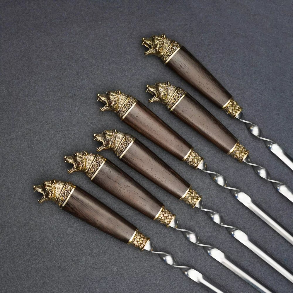 Подарочный набор шампуров "Медведь Prime", рукояти венге