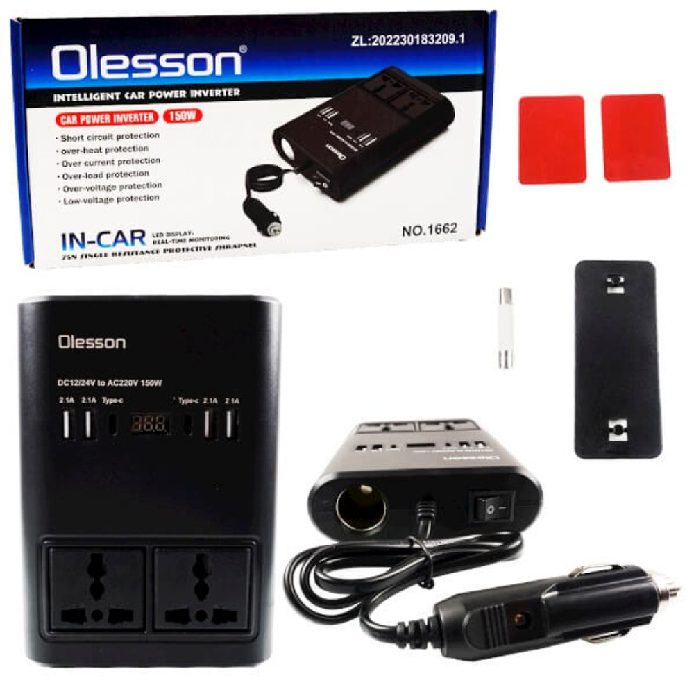 Преобразователь с 12V/24V в 220V 150W Olesson 1668