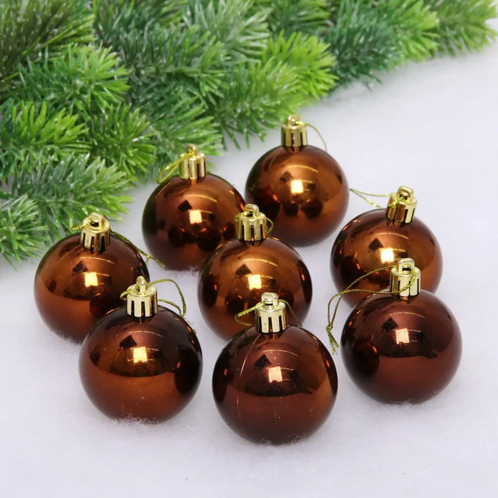 Новогодние шары 5 см (набор 24 шт) «Глянец», шоколад