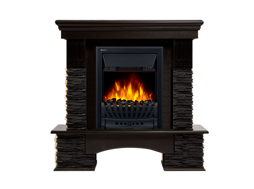 Портал Firelight Pietra Nuovo Classic камень сланец чёрный, шпон венге