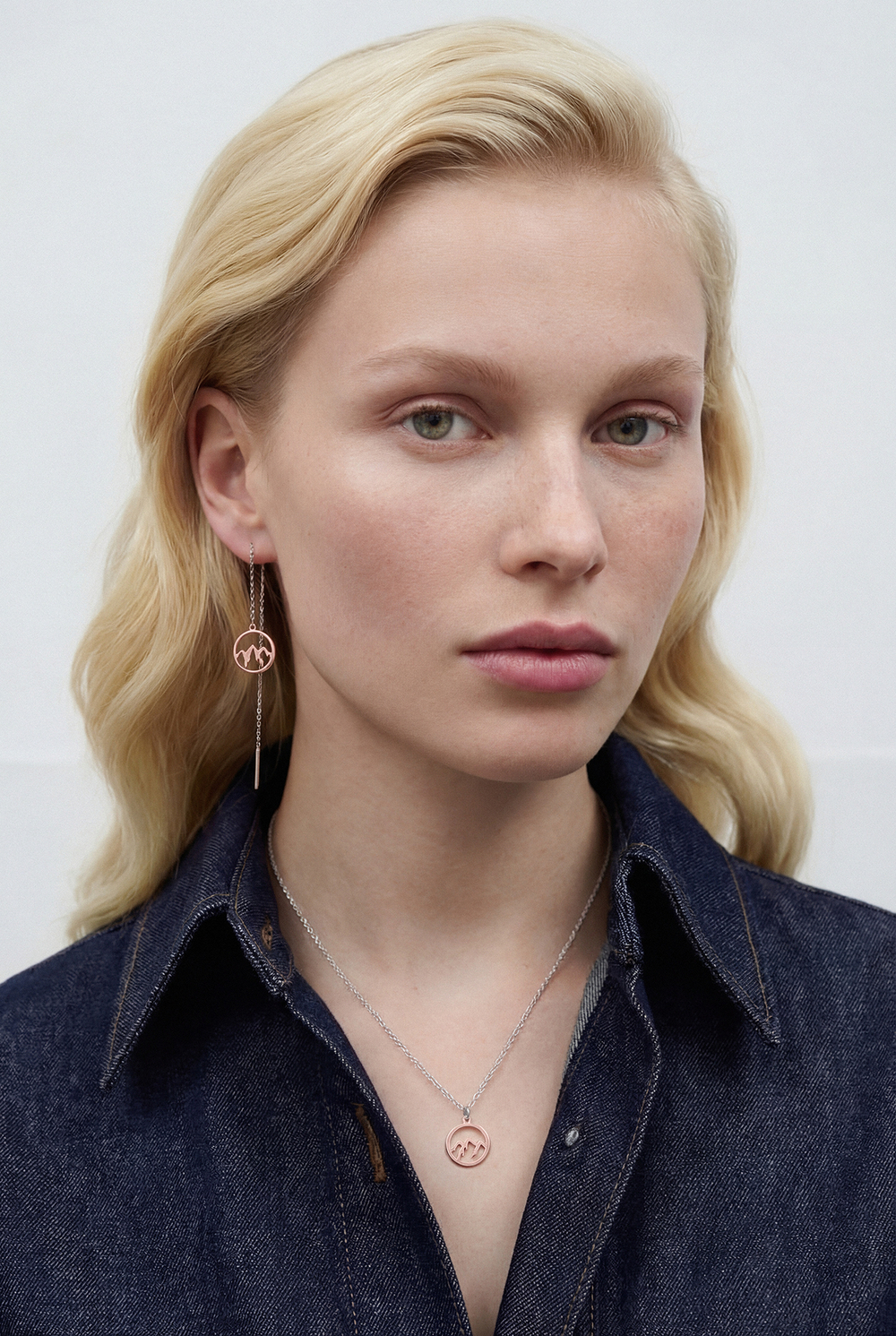 Серьги-протяжки "Горы" из серебра розовые