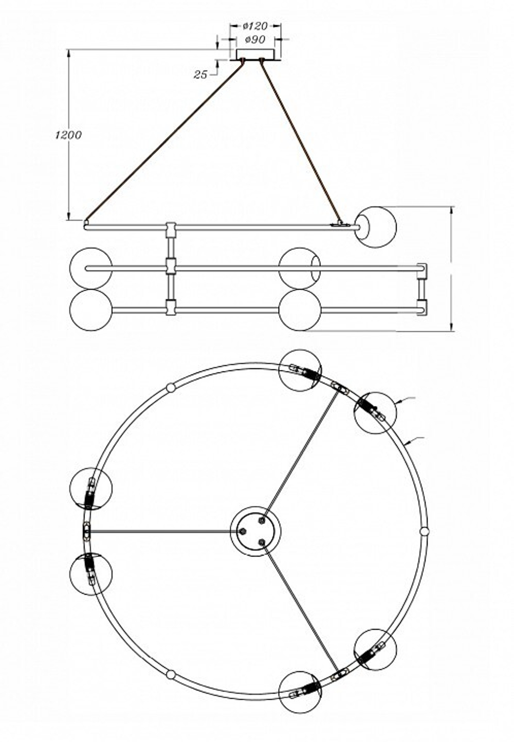 Люстра подвесная Maytoni Balance MOD317PL-06G