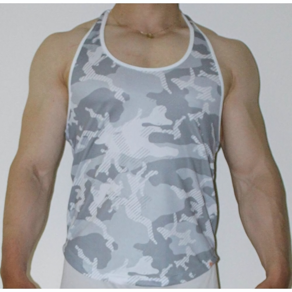 Мужская майка серой камуфляжной расцветки (Размер: L) (Цвет: белый)