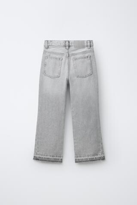 ZARA ДЖИНСЫ FLARE С БАХРОМОЙ, СЕРЫЙ