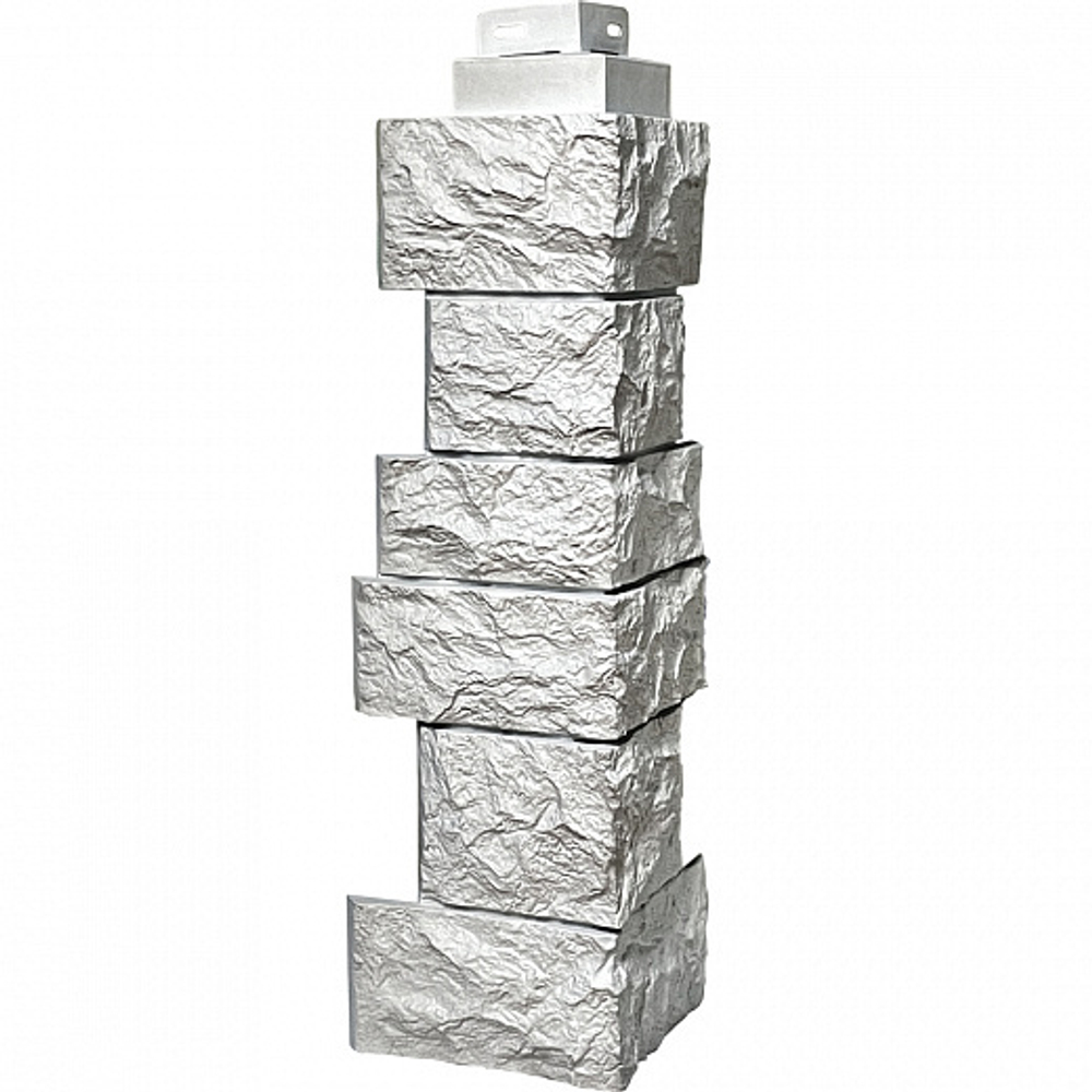 Наружный угол Камень Дикий, мелованный белый Fineber (Файнбир)