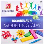 Пластилин 12 цветов Луч Классика, 240гр, со стеком, картон.упак.