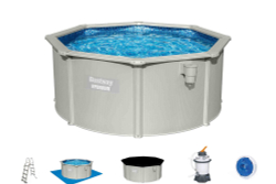 Стальной бассейн Bestway Hydrium Pool Set 300х120 см + песочный ф/насос 3028 л/ч, лестница, тент, подстилка (56566 BW)