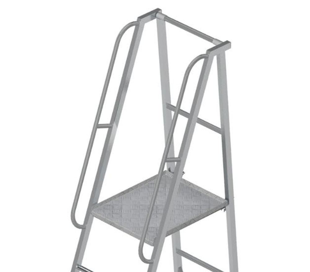 Лестница-платформа фиксированной высоты алюминиевая MEGAL ЛПФВА Н=1.0-5 передвижная с траверсой