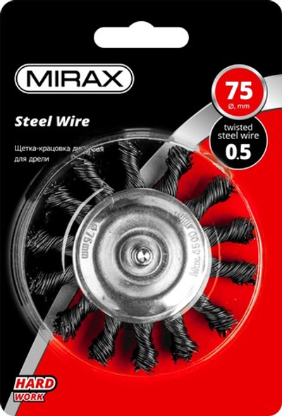 MIRAX 75 / 6 мм, жгутированная стальная проволока 0.5 мм, щетка дисковая для дрели (35146-075)